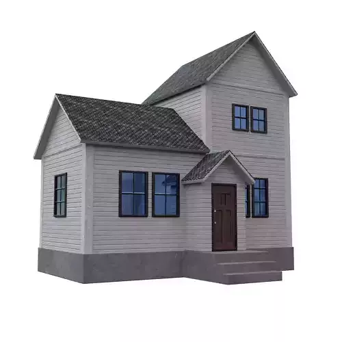 A low-poly 3D model of a home house Low-poly 3D model