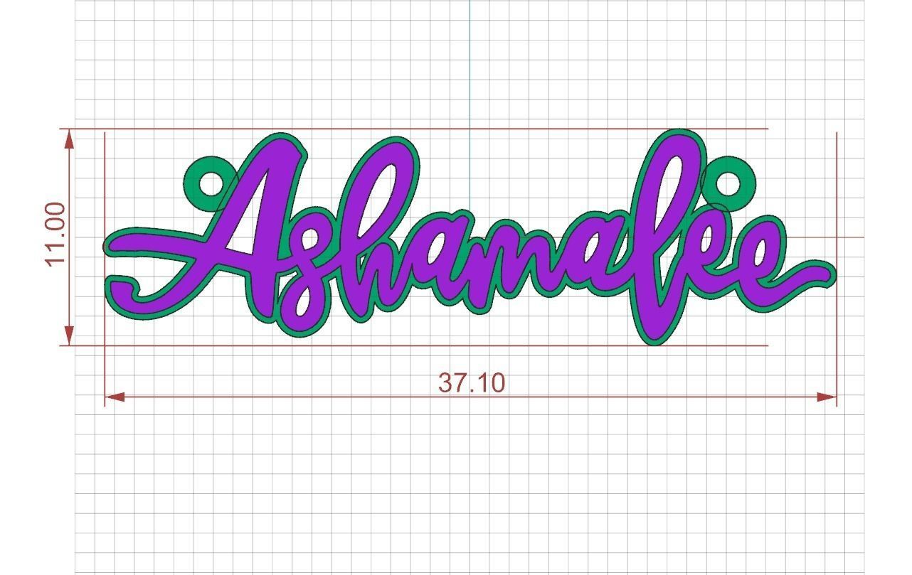 Name necklace Ashamalee 3D print model_3
