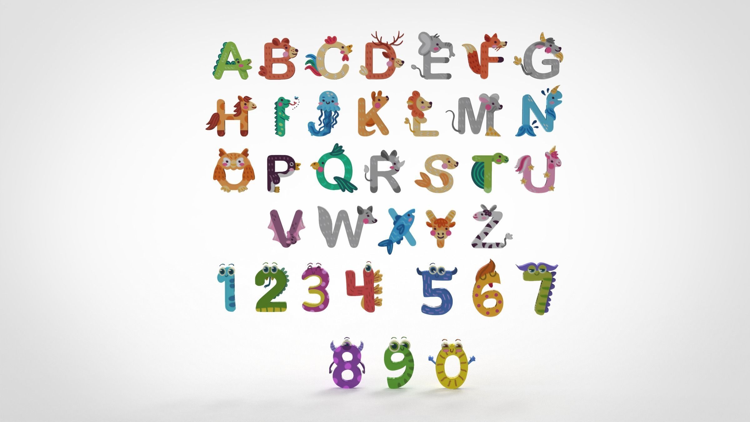 Cartoon Animal Alphabet 3D 3D model_2