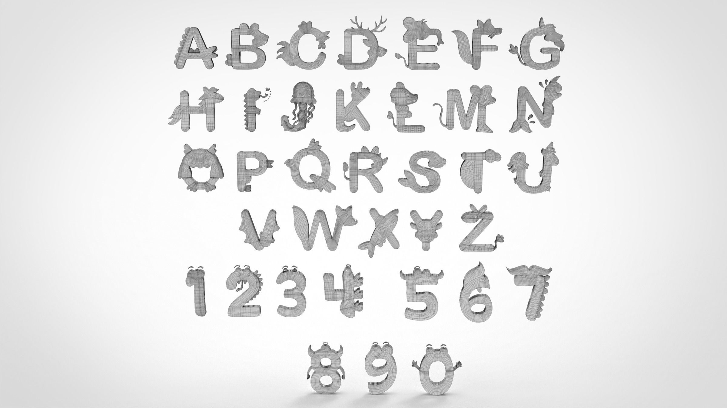 Cartoon Animal Alphabet 3D 3D model_6