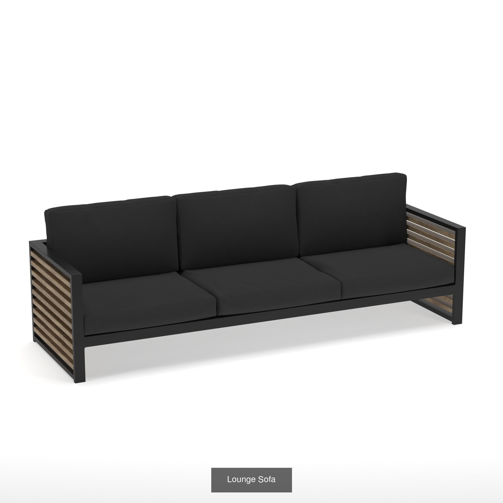 Lounge Set outdoor chair with slats 3D Model Collection_11