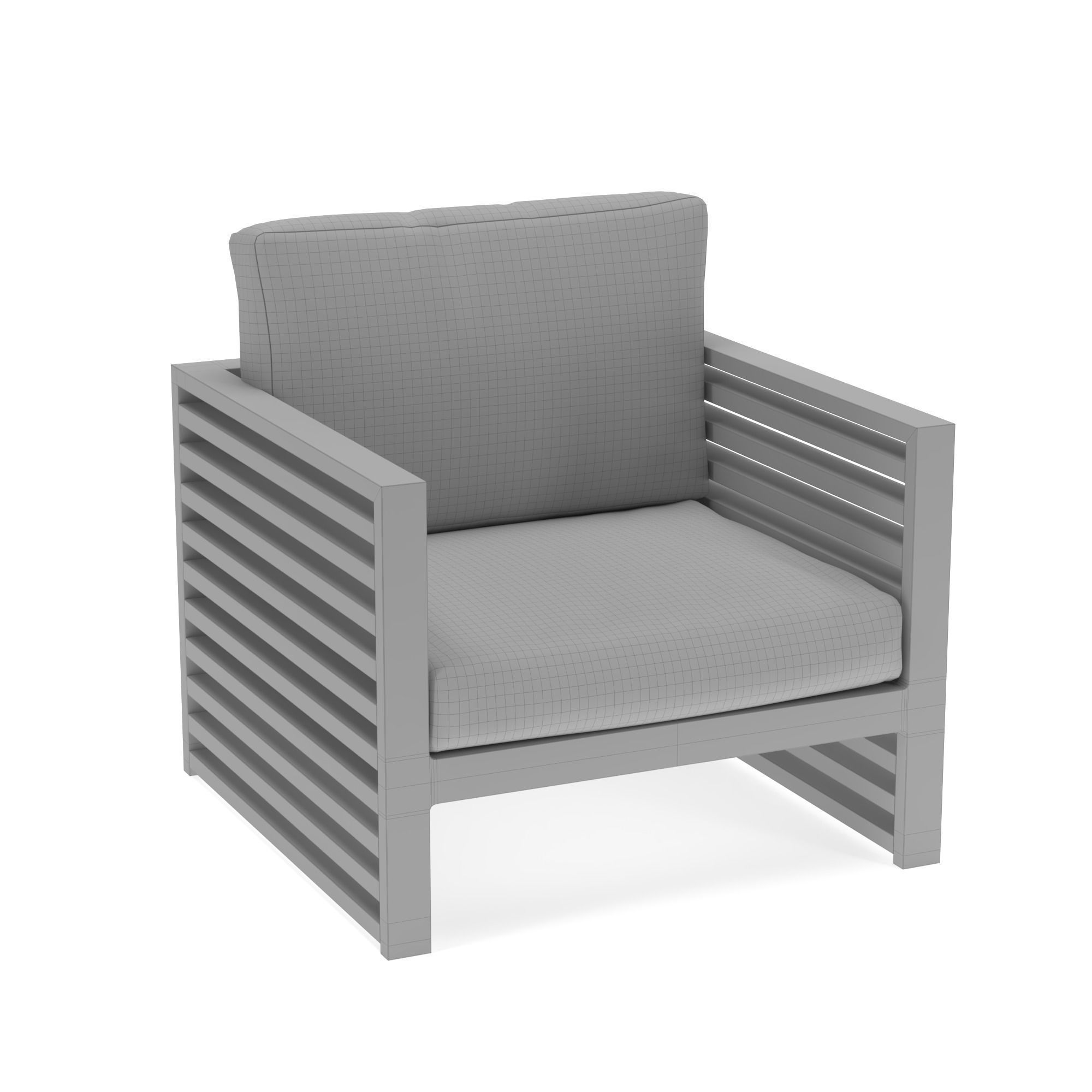 Lounge Set outdoor chair with slats 3D Model Collection_10