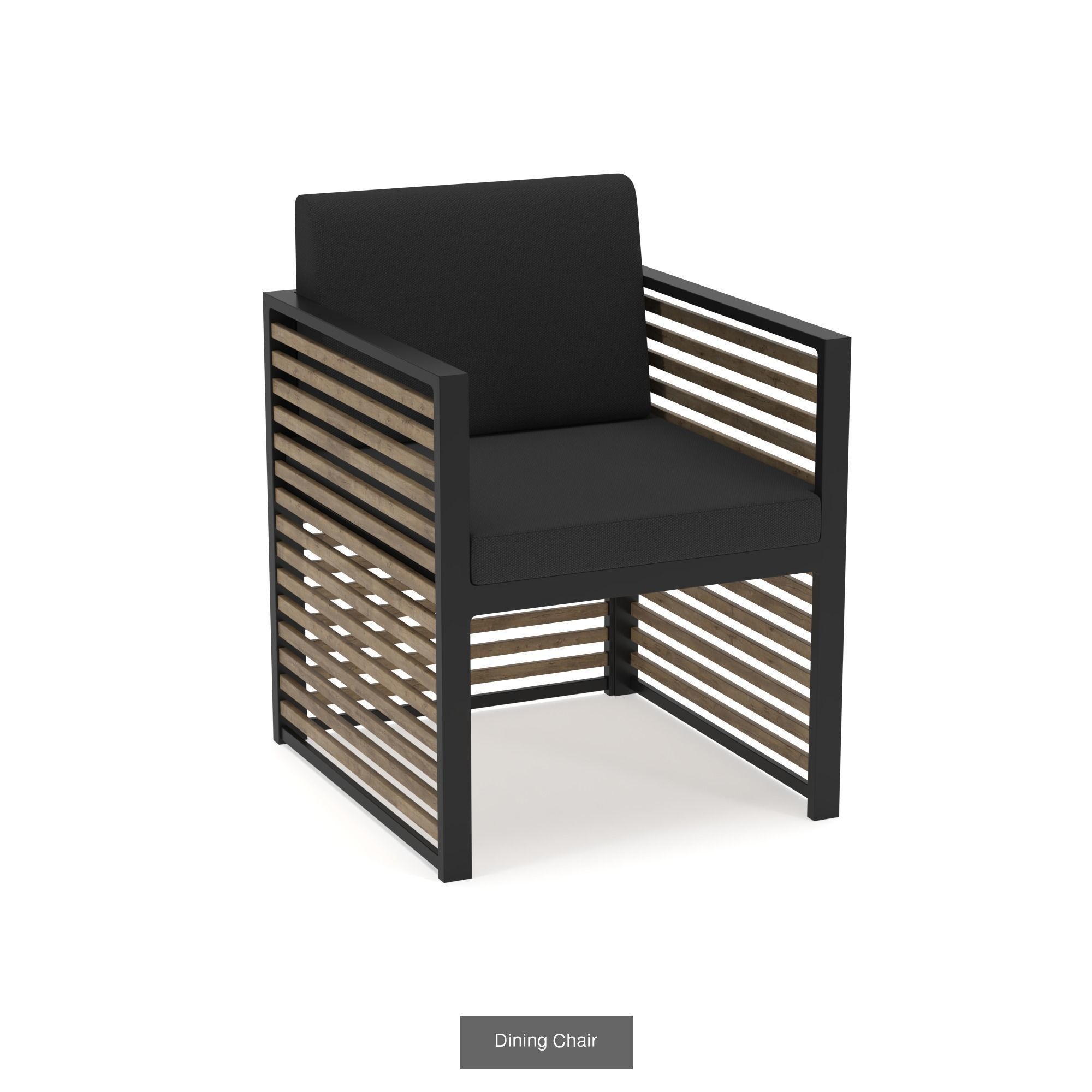 Lounge Set outdoor chair with slats 3D Model Collection_5
