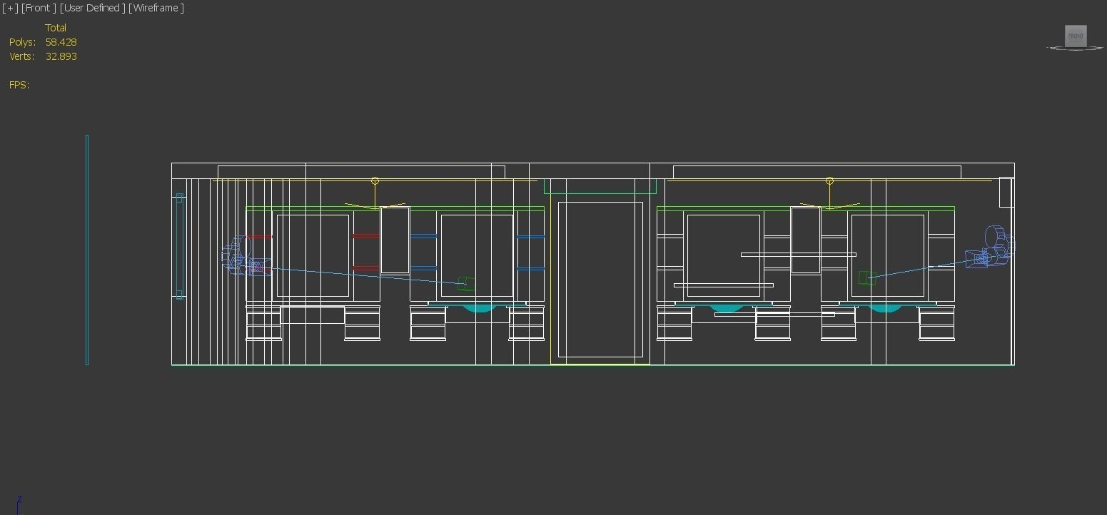 barber hair salon with shelves and mirrors 3D model_3