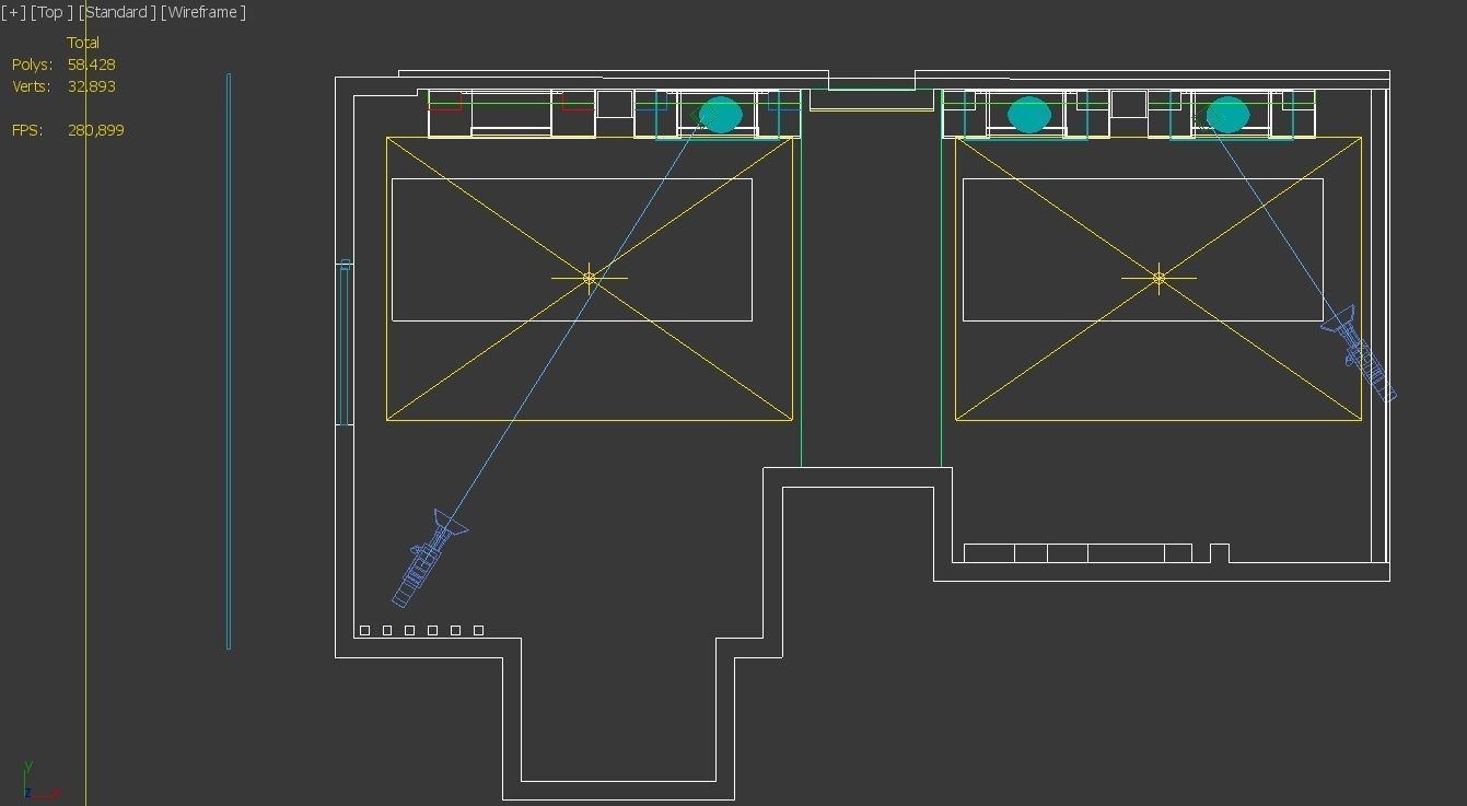 barber hair salon with shelves and mirrors 3D model_4