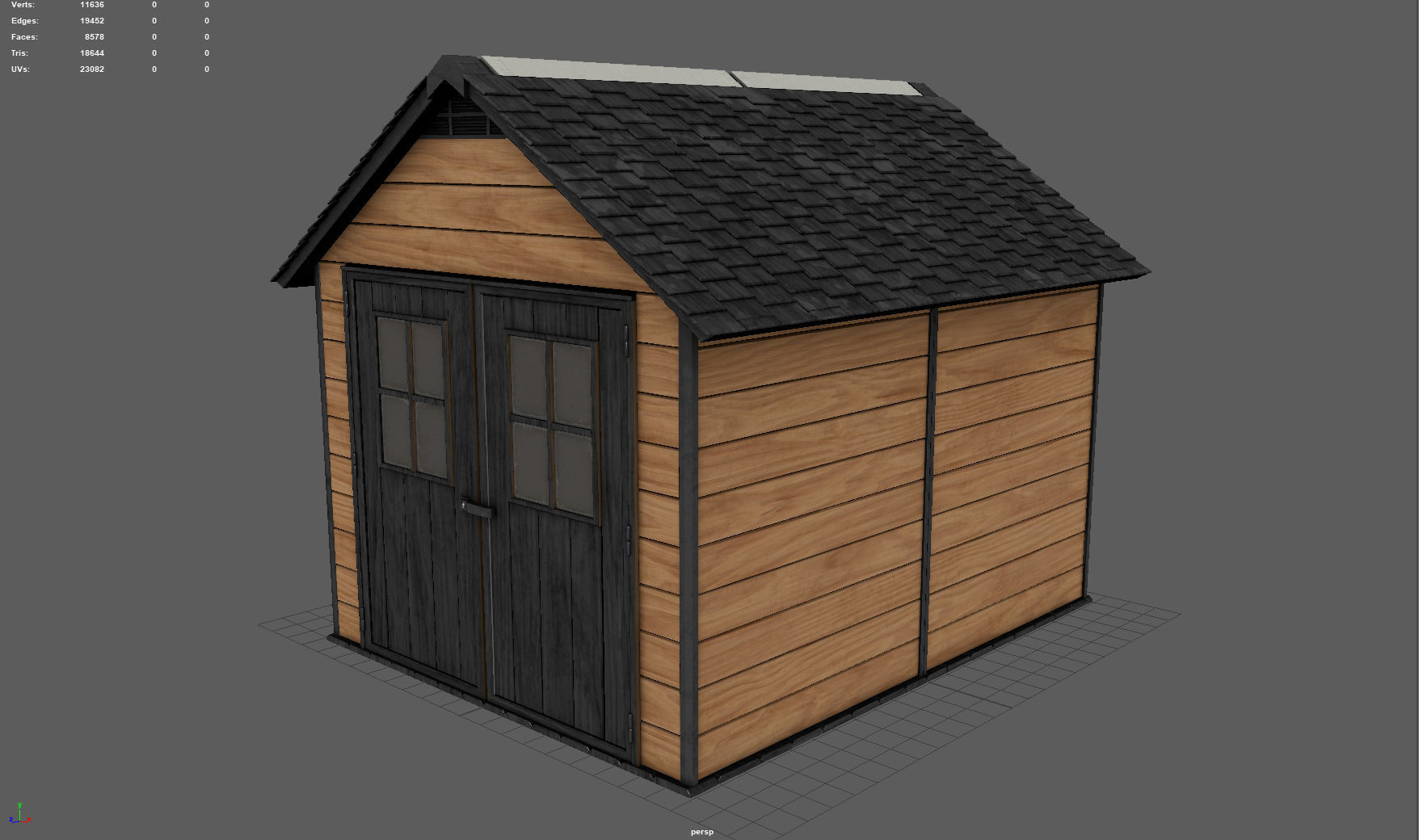 Garden shed Low-poly 3D model_4