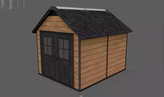 Garden shed Low-poly 3D model 4