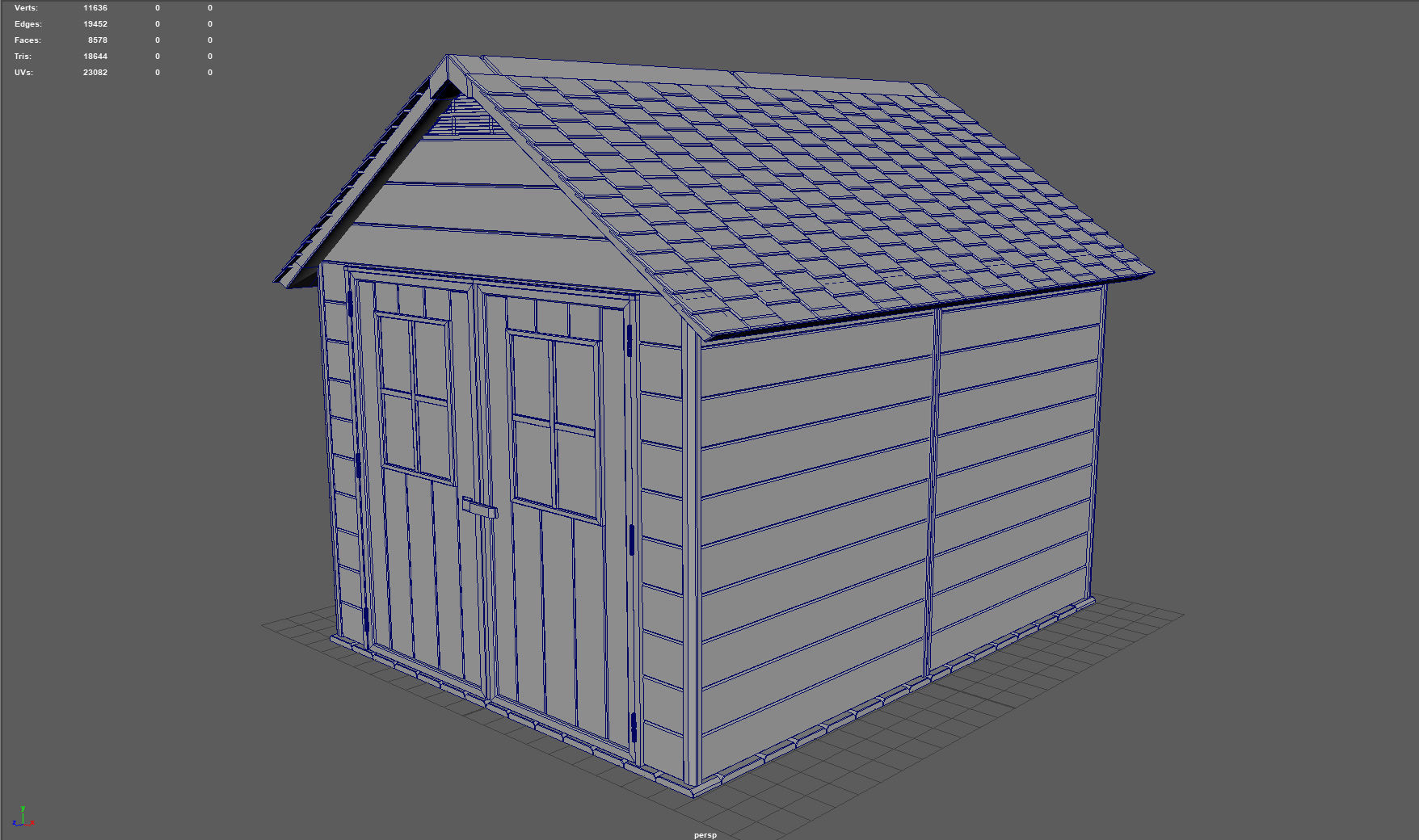 Garden shed Low-poly 3D model_6