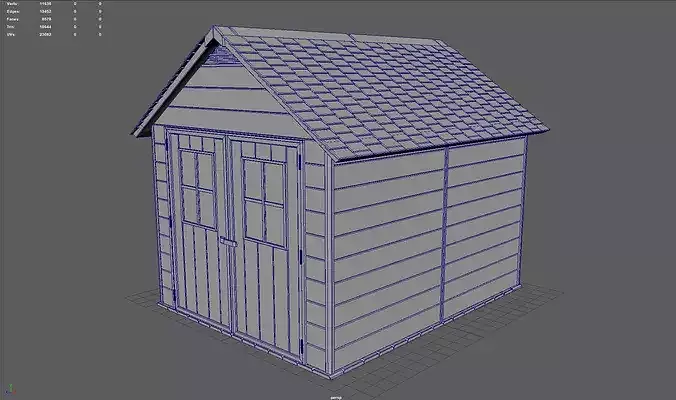 Garden shed Low-poly 3D model 6