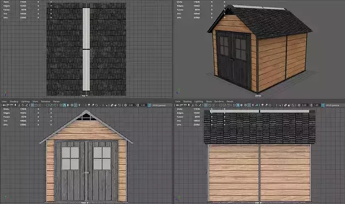 Garden shed Low-poly 3D model 7