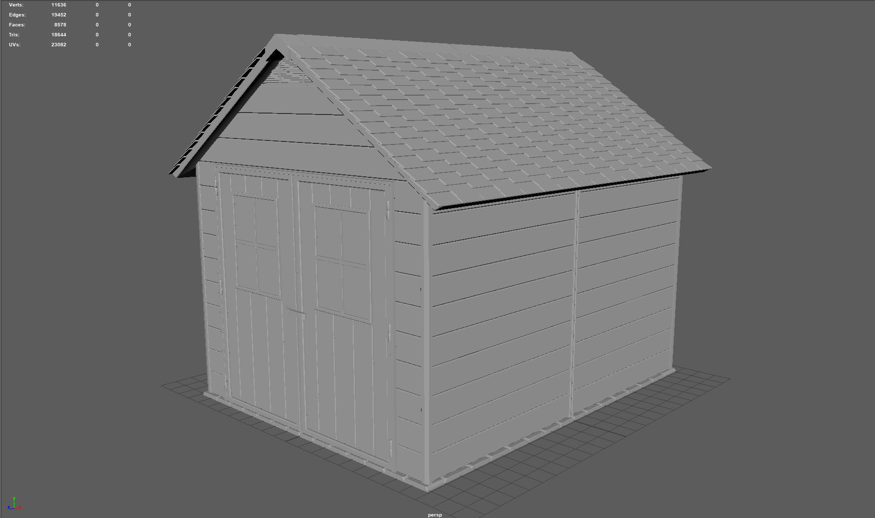Garden shed Low-poly 3D model_5