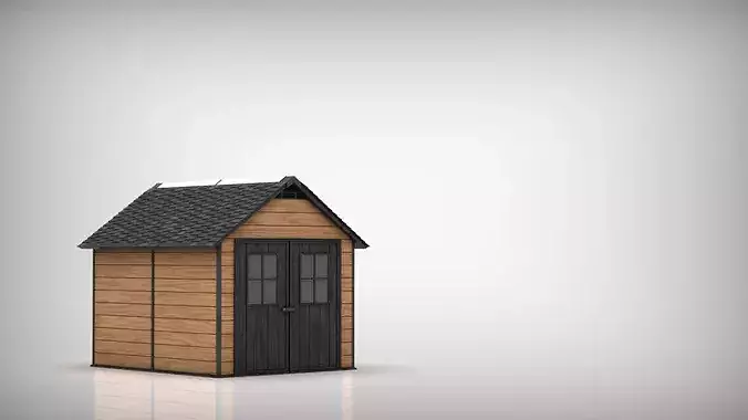 Garden shed Low-poly 3D model 2