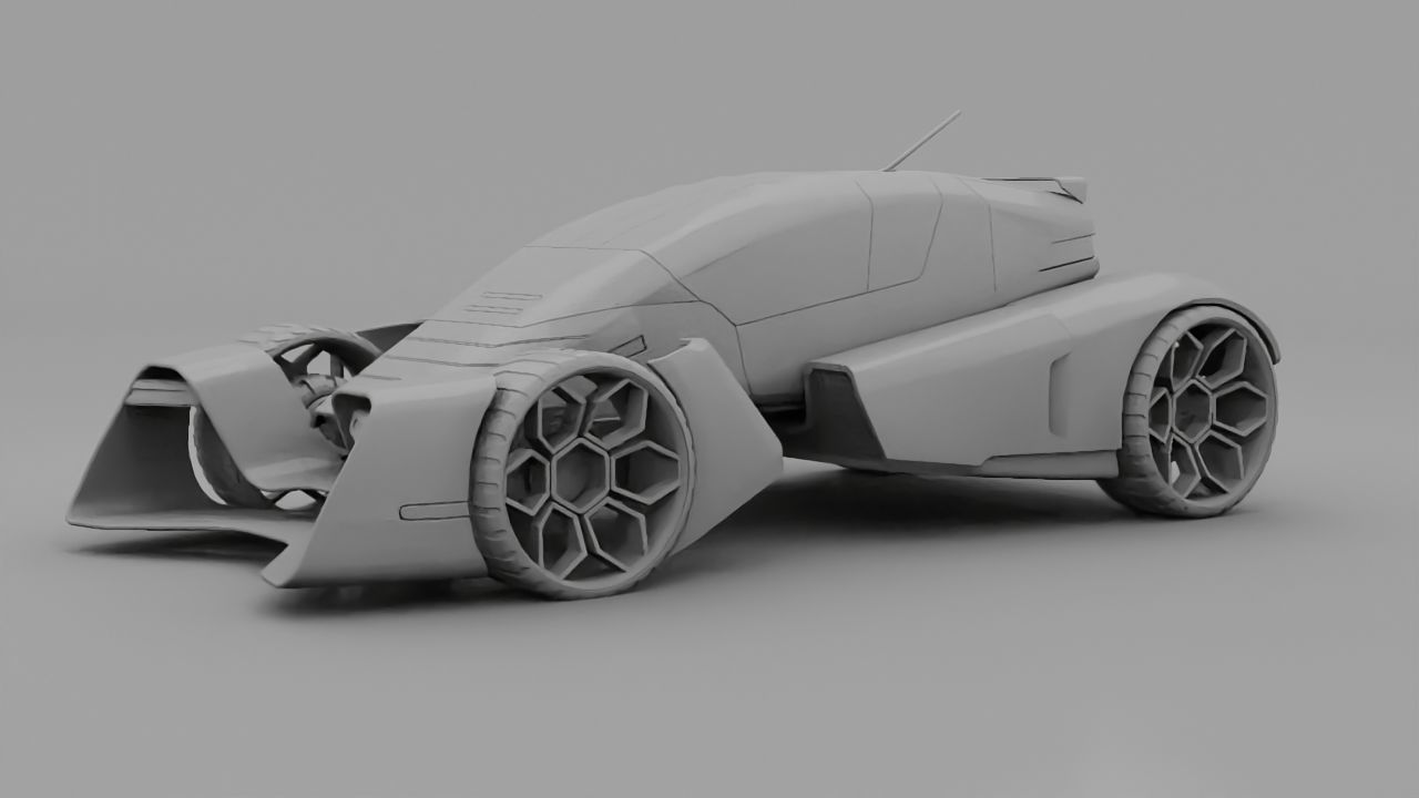sci-fi car  3D model_5