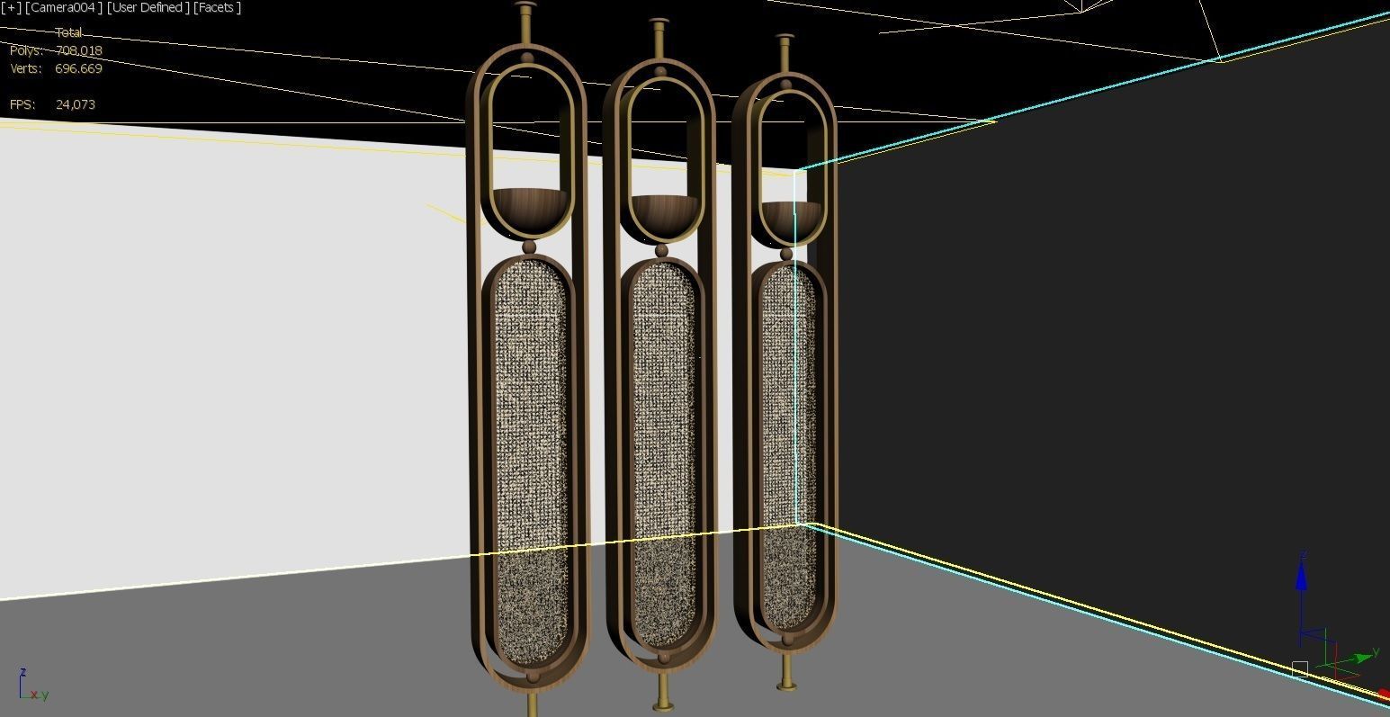 saparator three brass lamps hanging from wall 3D model_3