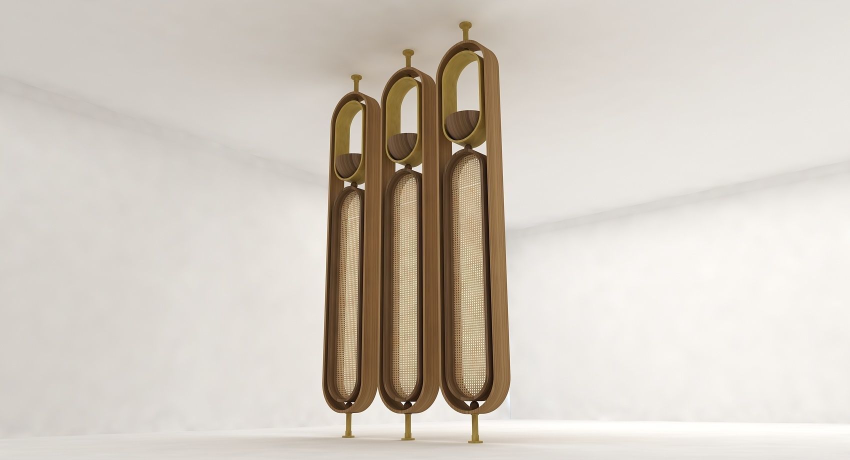saparator three brass lamps hanging from wall 3D model_6