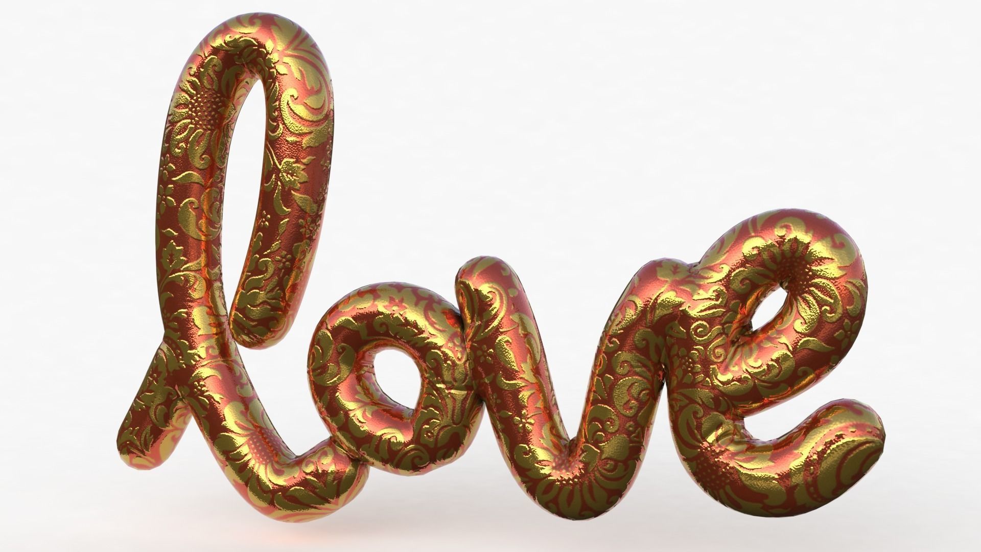 Love Decoration Fabric Written Low-poly 3D model_3