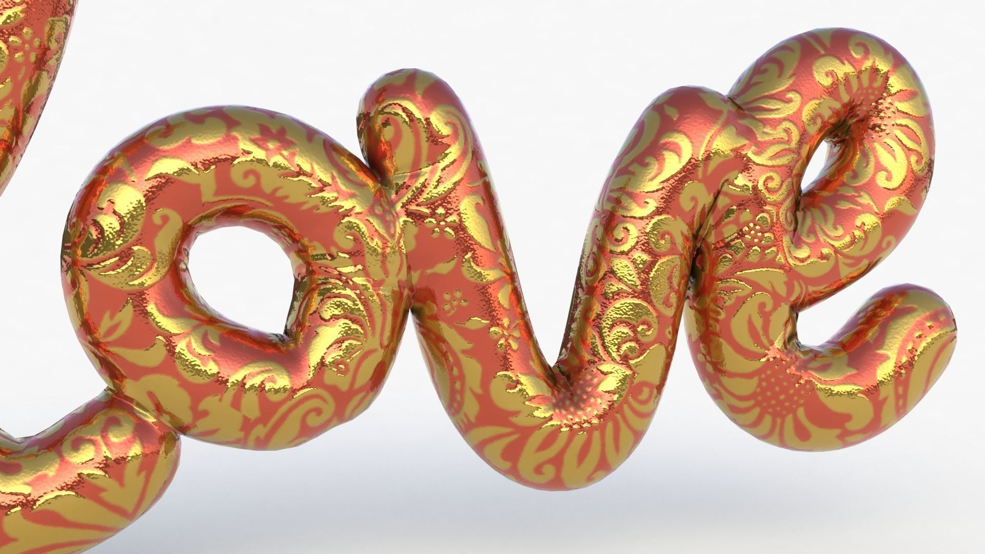 Love Decoration Fabric Written Low-poly 3D model_8