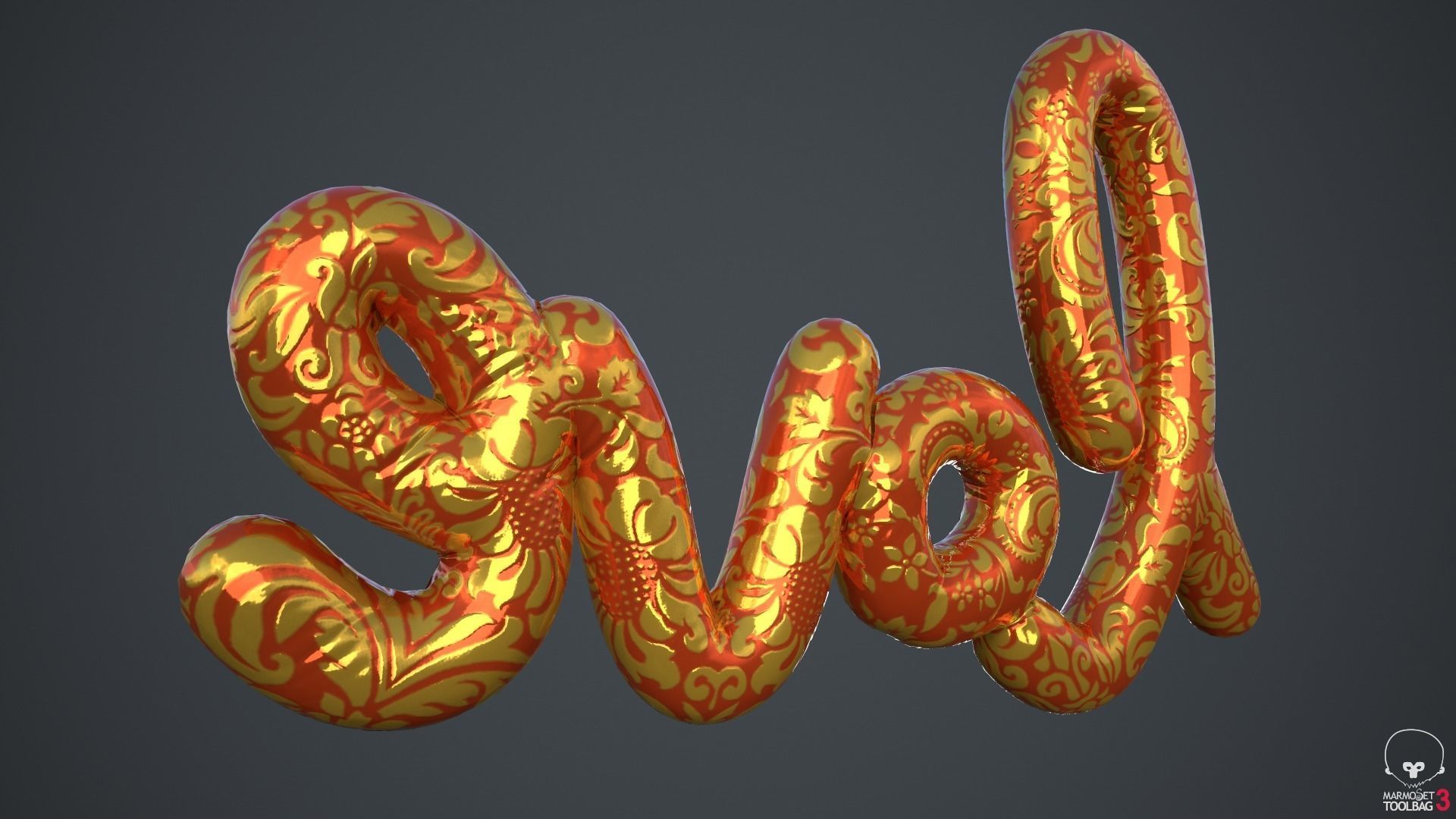 Love Decoration Fabric Written Low-poly 3D model_14