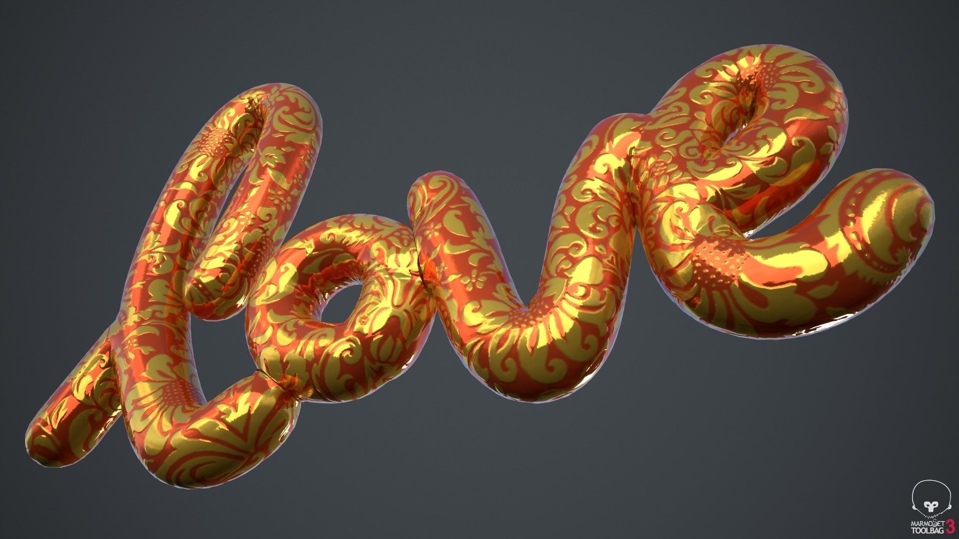 Love Decoration Fabric Written Low-poly 3D model_17