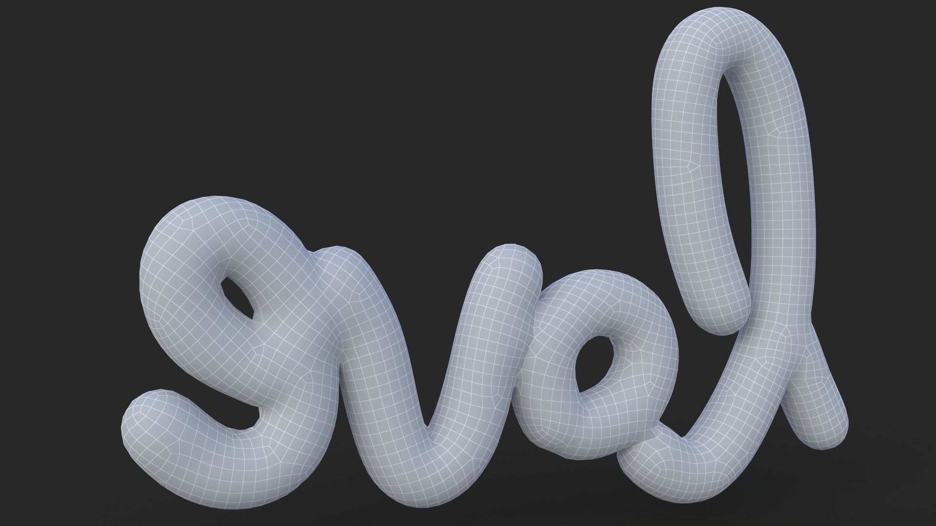 Love Decoration Fabric Written Low-poly 3D model_11