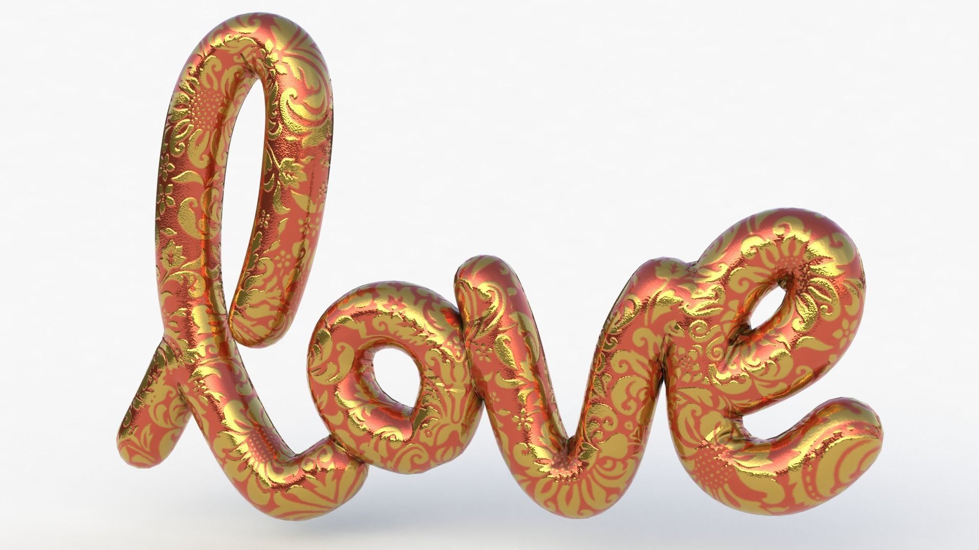 Love Decoration Fabric Written Low-poly 3D model_4