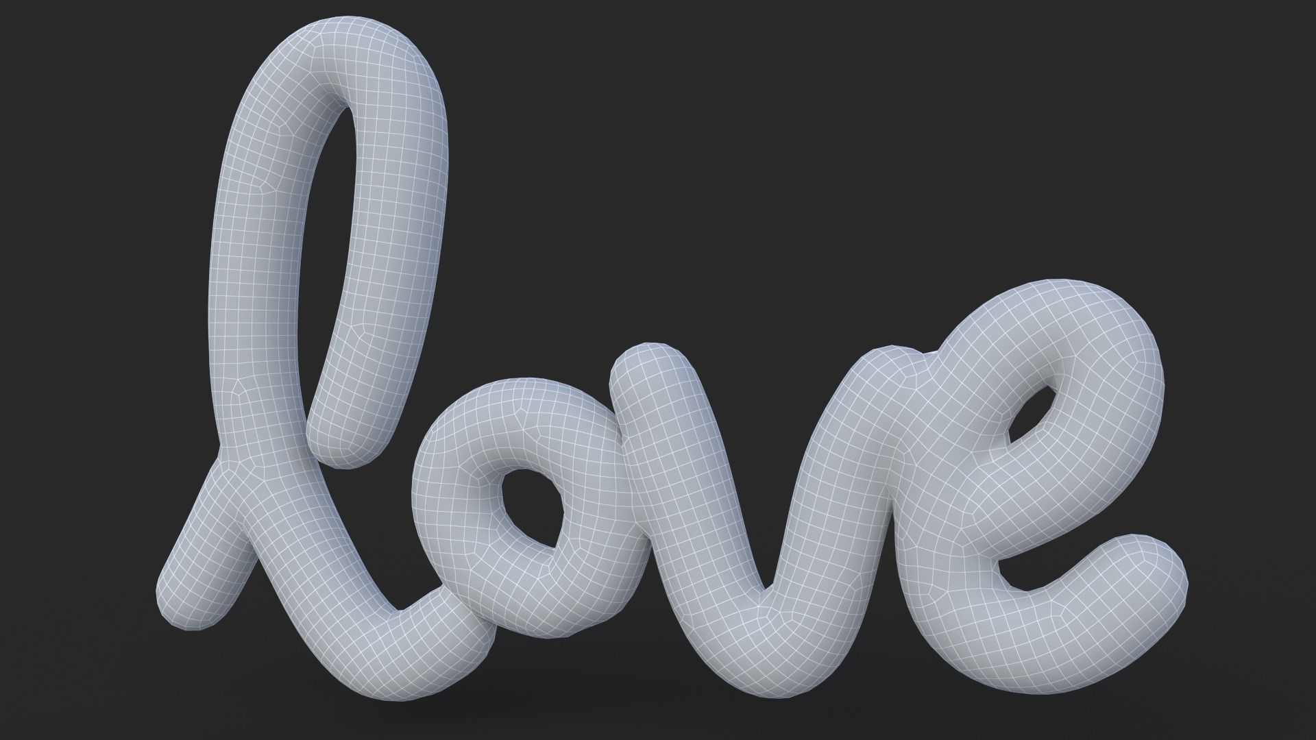 Love Decoration Fabric Written Low-poly 3D model_10