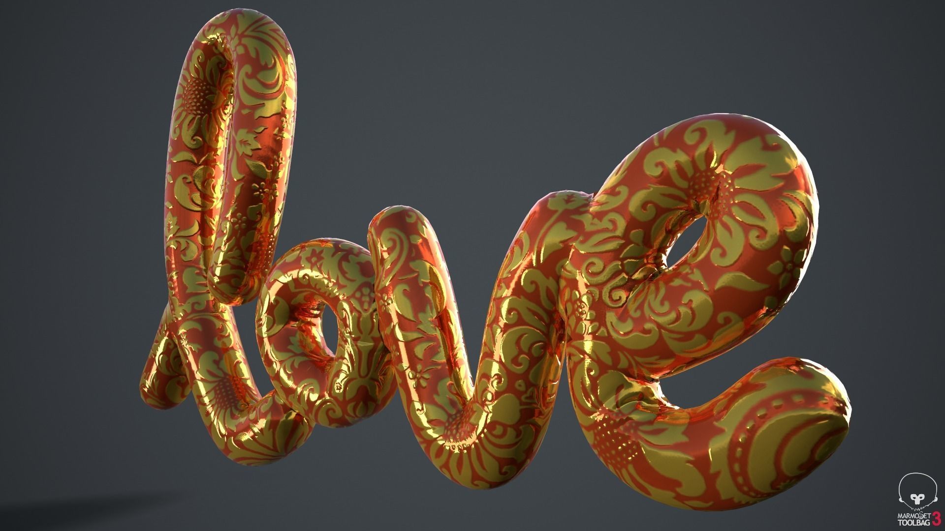 Love Decoration Fabric Written Low-poly 3D model_13