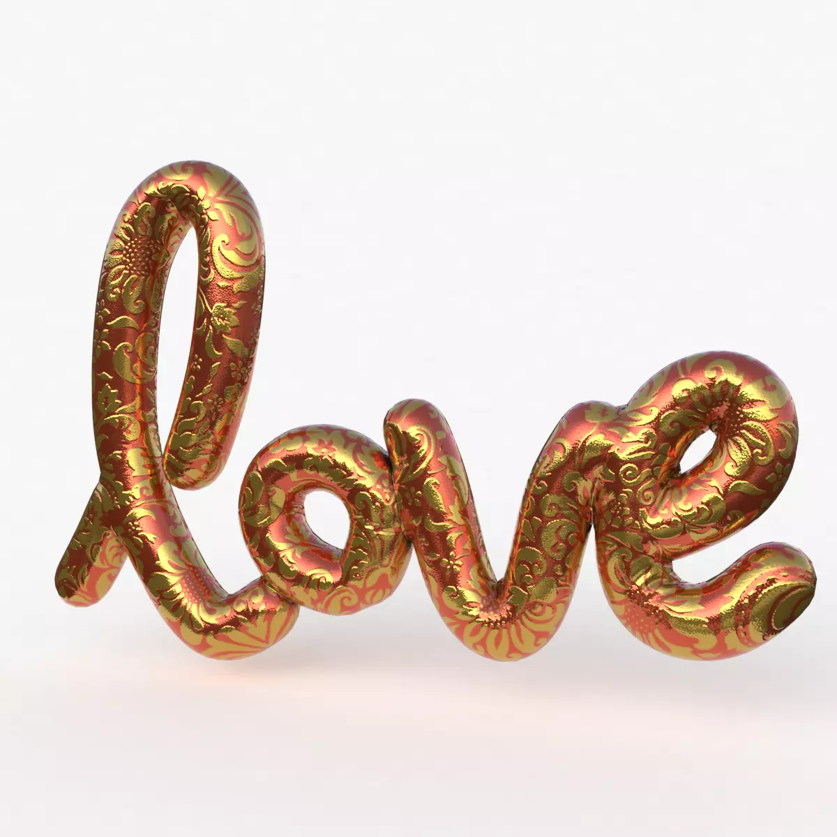 Love Decoration Fabric Written Low-poly 3D model_0
