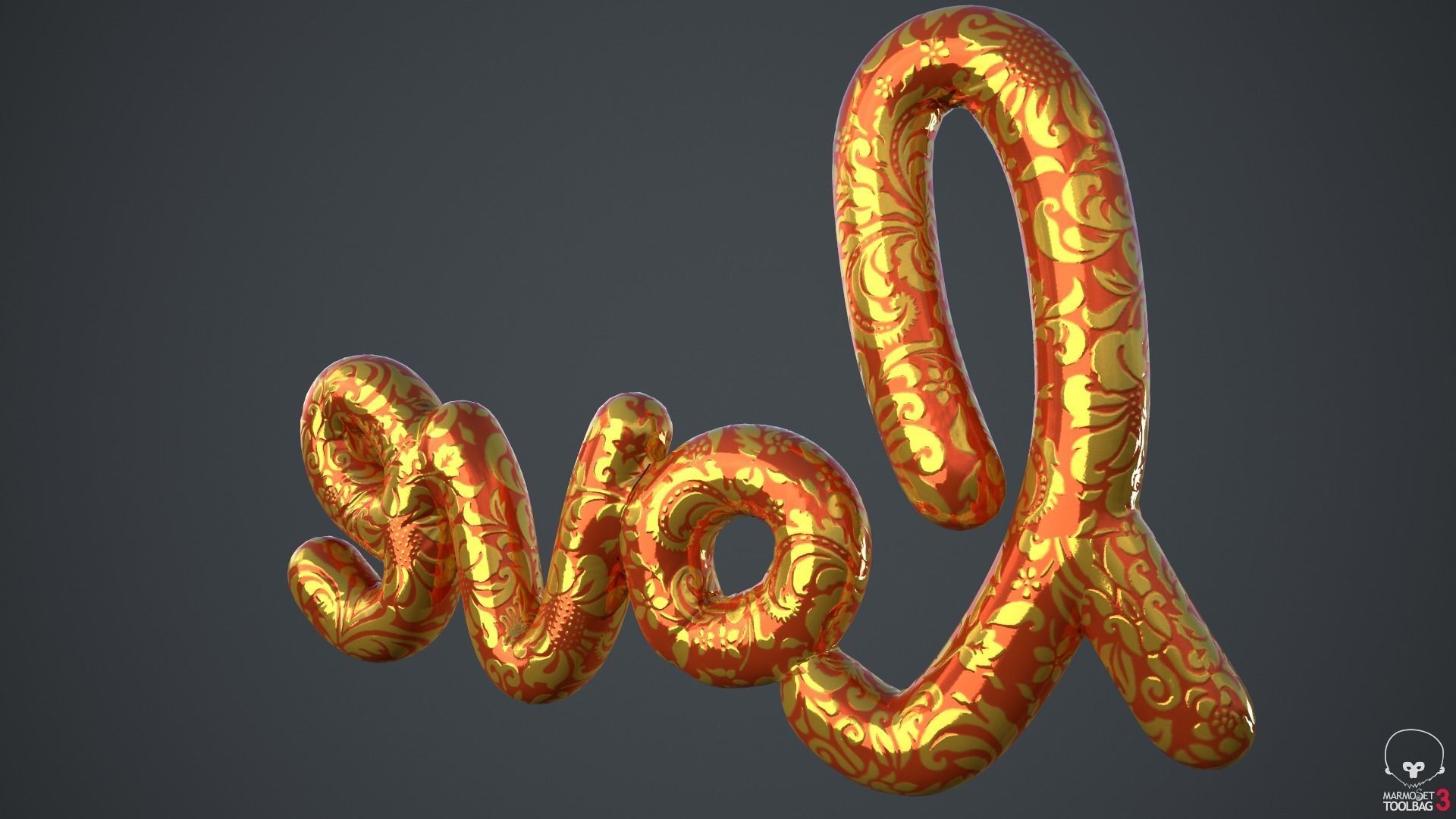 Love Decoration Fabric Written Low-poly 3D model_15