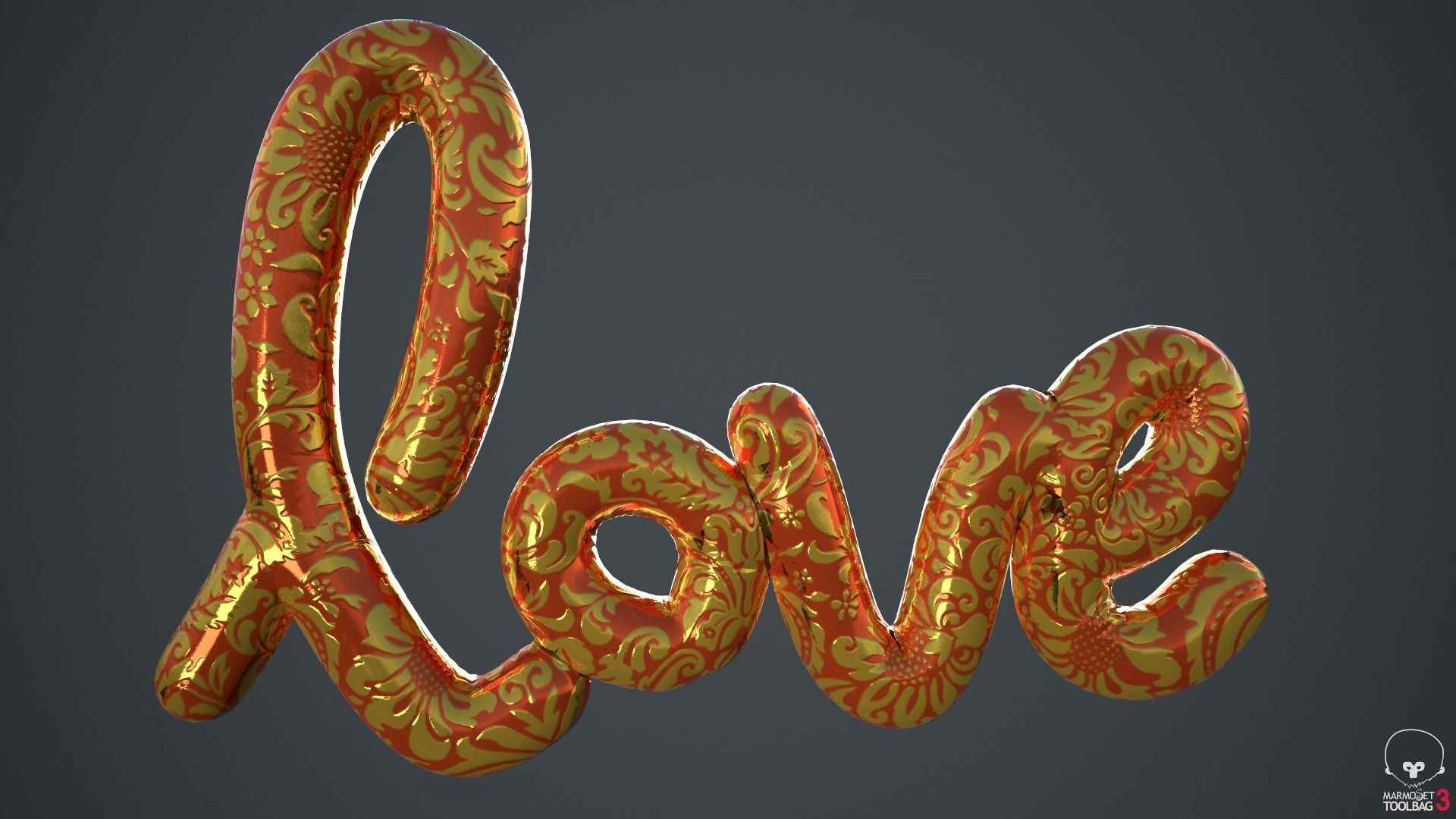 Love Decoration Fabric Written Low-poly 3D model_12