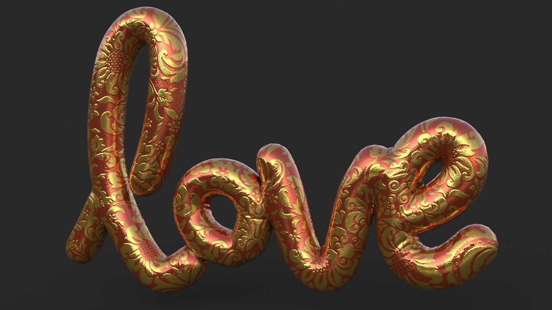 Love Decoration Fabric Written Low-poly 3D model_2