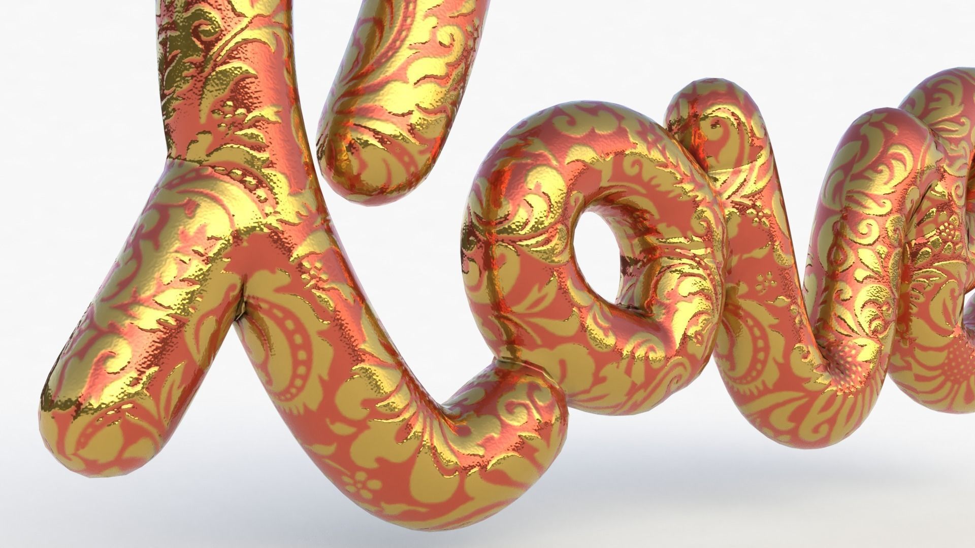 Love Decoration Fabric Written Low-poly 3D model_7