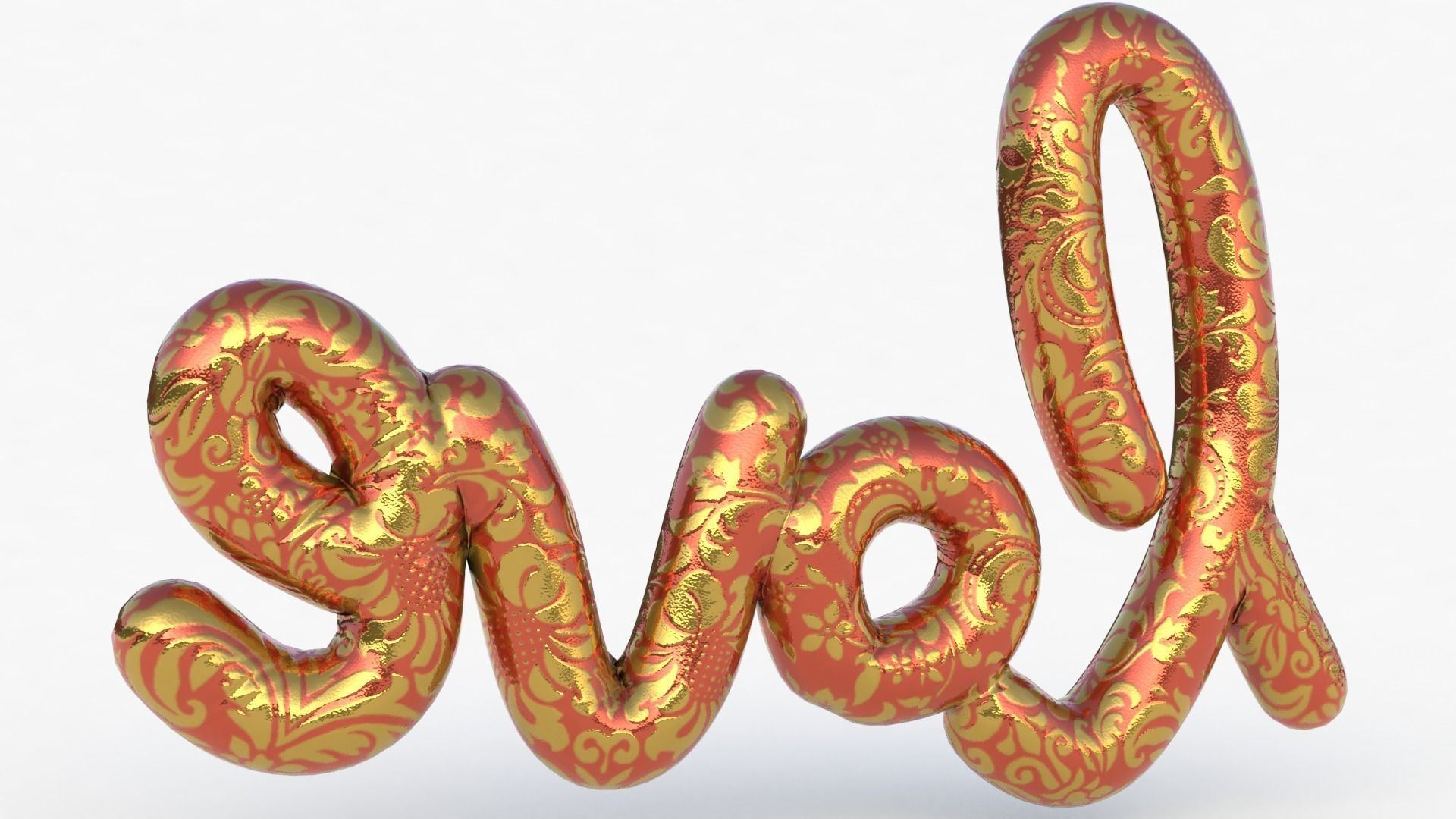 Love Decoration Fabric Written Low-poly 3D model_6