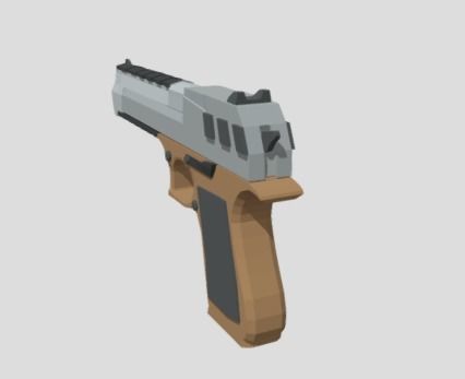 Low-Poly Deagle gun 3D model_1