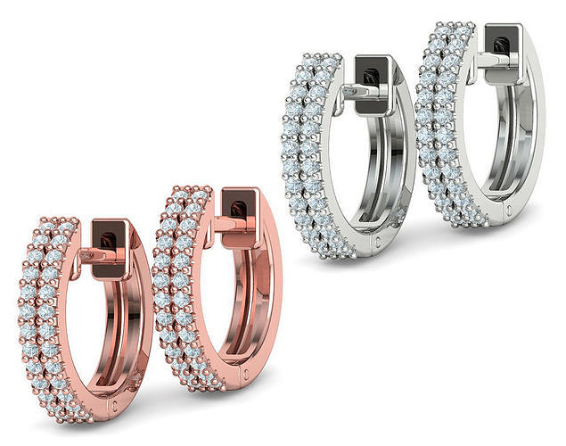 Hoop Diamond Earrings  Small Hoop Women Earrings 3dmodel 3D print model