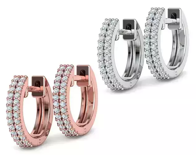 Hoop Diamond Earrings  Small Hoop Women Earrings 3dmodel