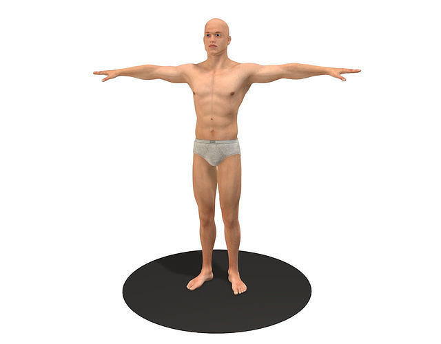 Human man in underwear 3D model