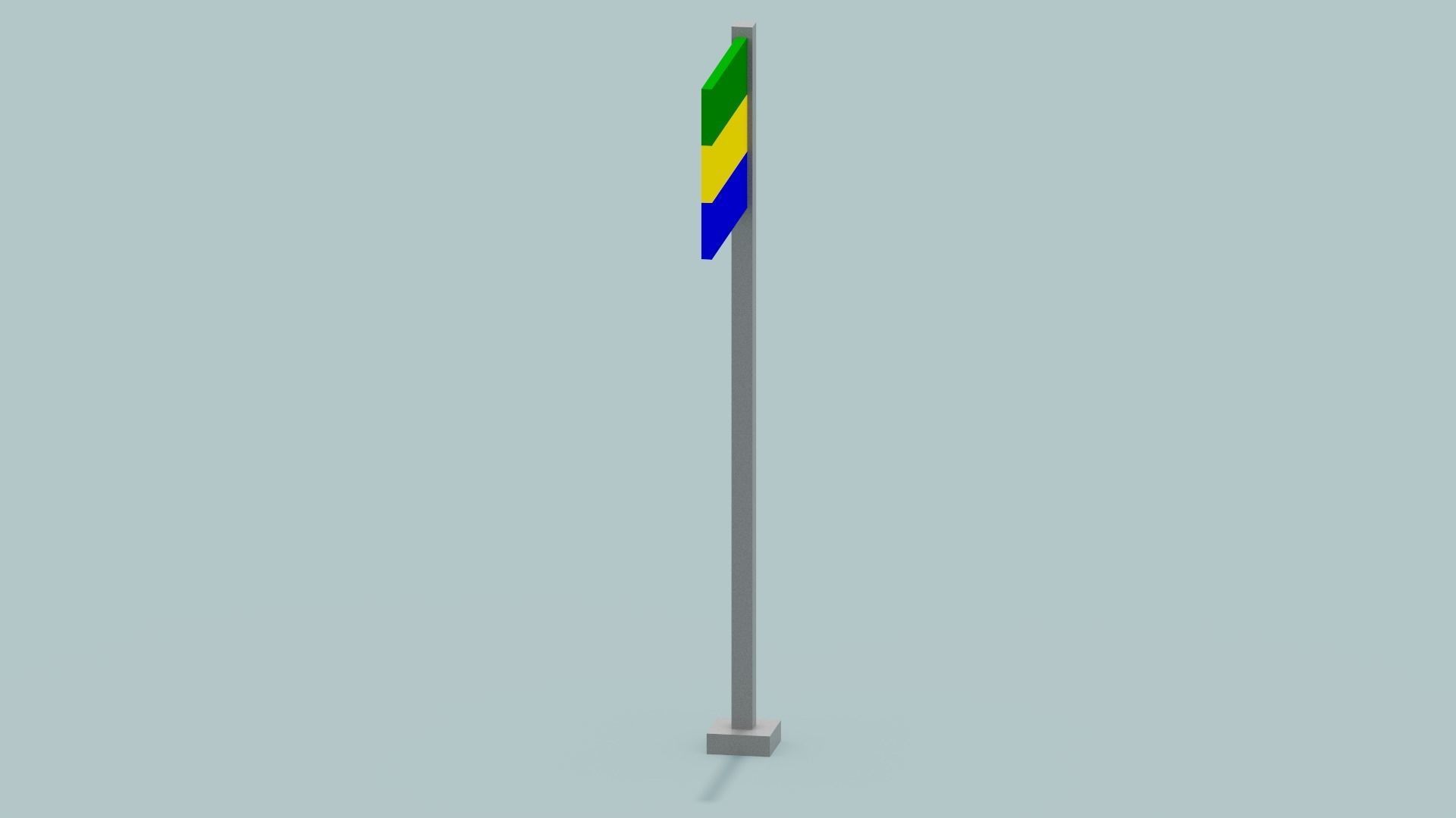 Gabon Flag  Low-poly 3D model_4