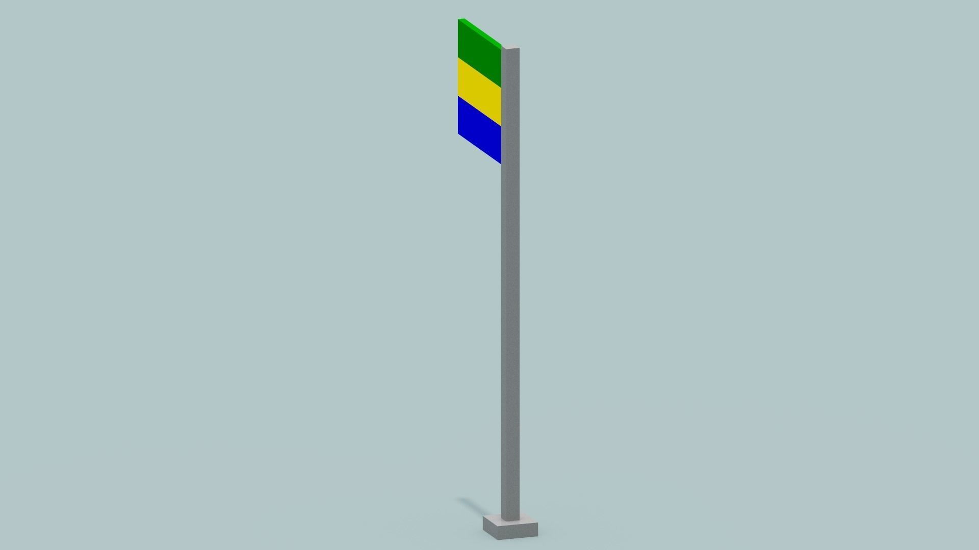 Gabon Flag  Low-poly 3D model_10