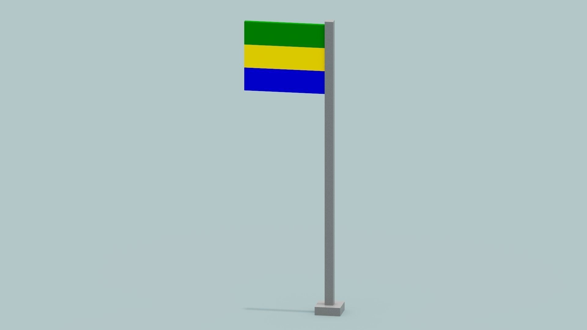 Gabon Flag  Low-poly 3D model_8