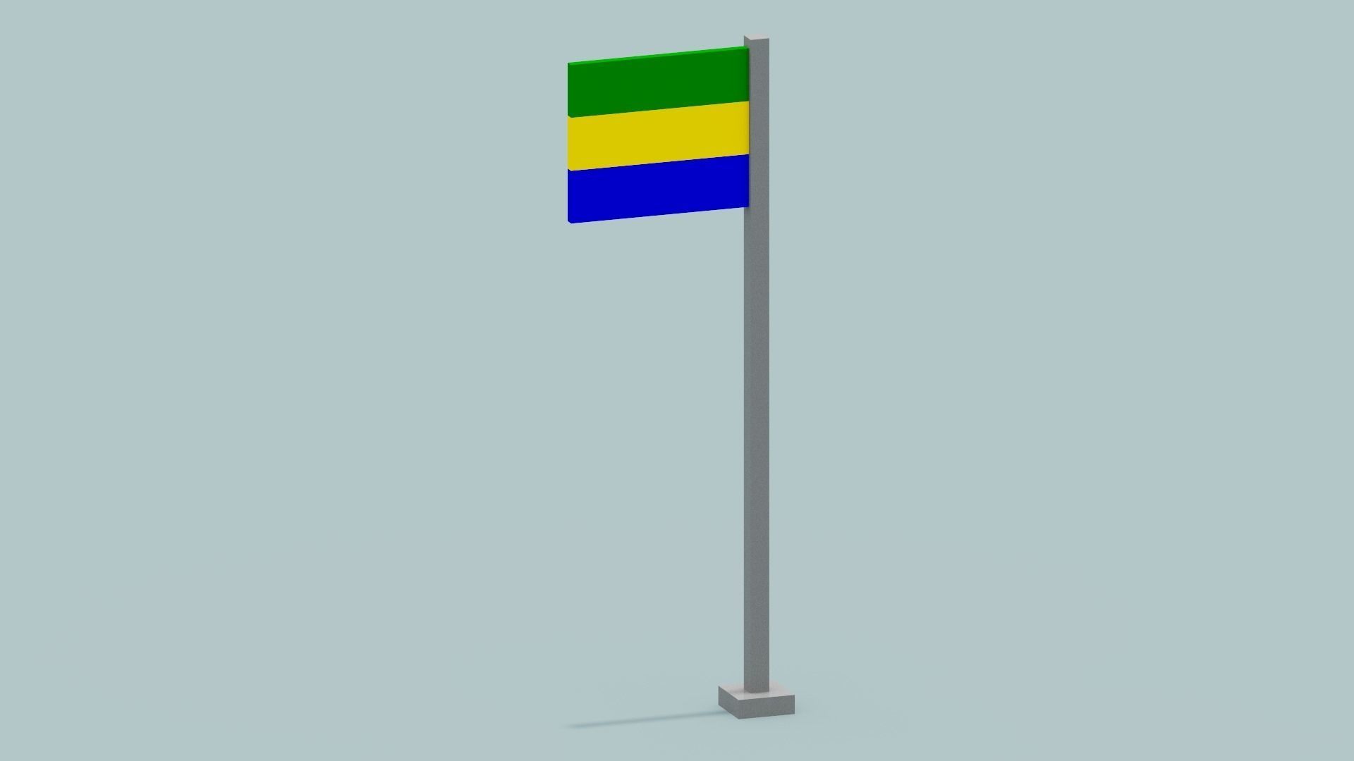 Gabon Flag  Low-poly 3D model_7