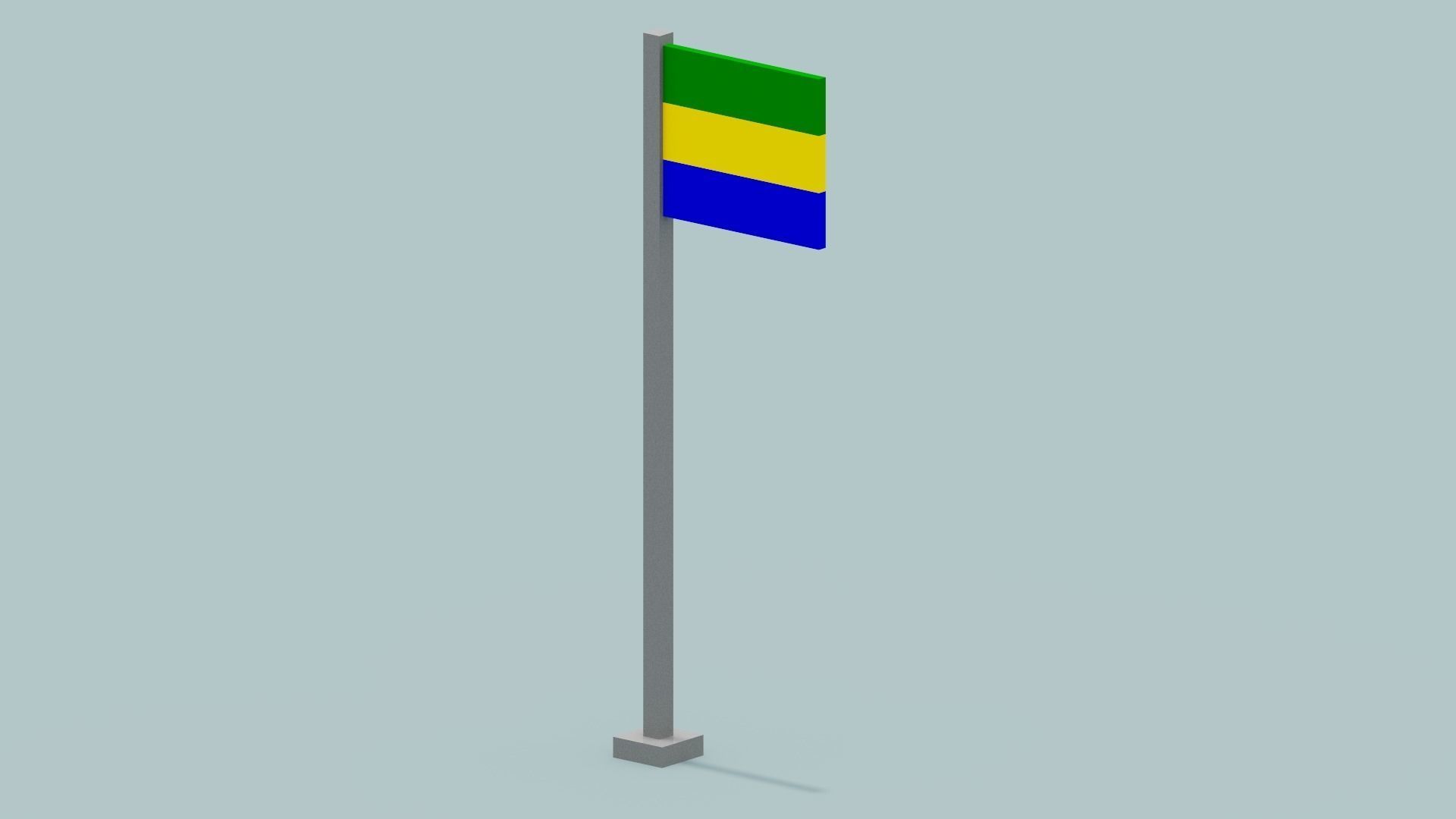 Gabon Flag  Low-poly 3D model_2