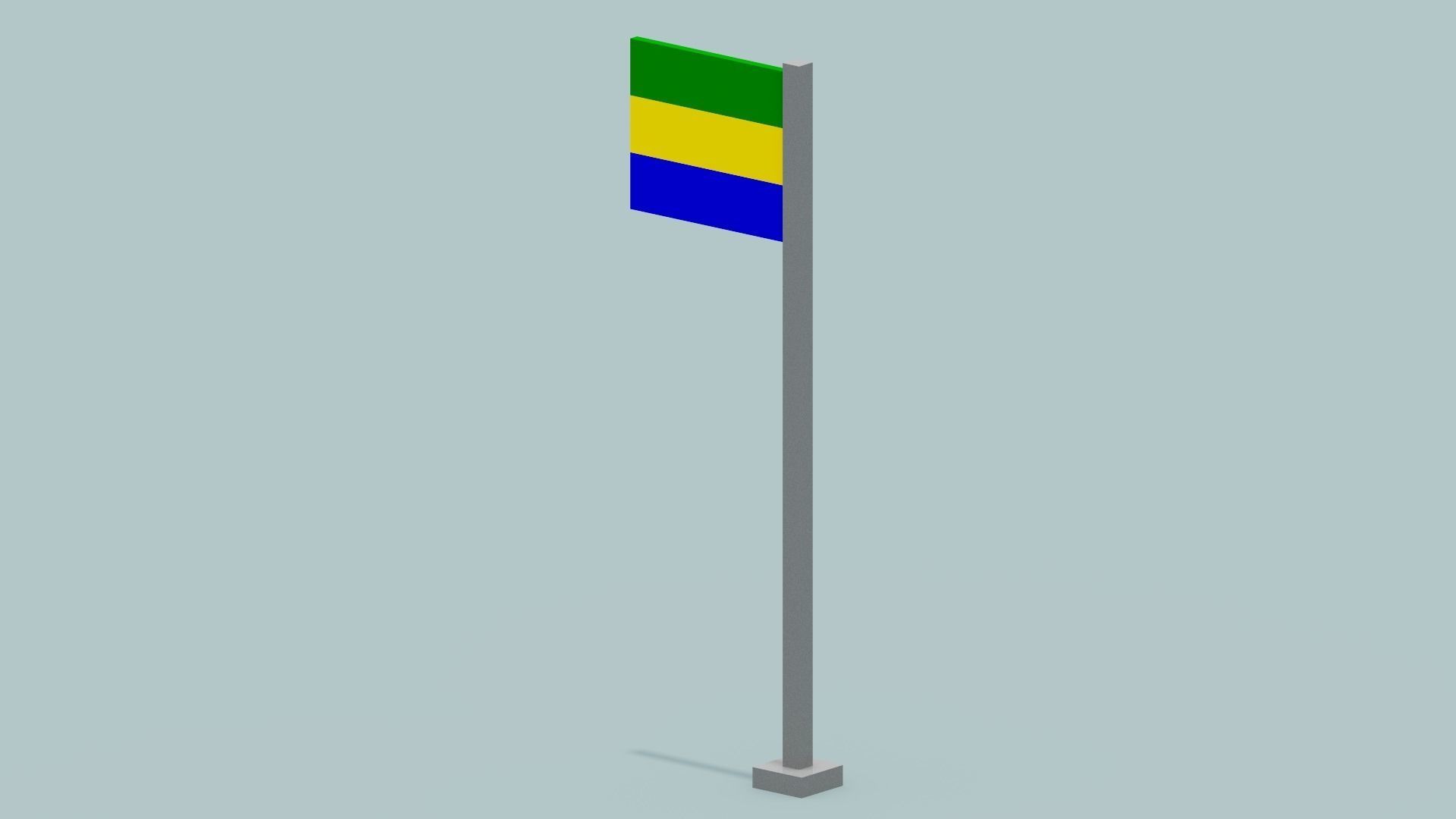 Gabon Flag  Low-poly 3D model_9