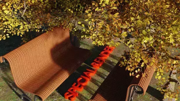 Bench made of metal and wood