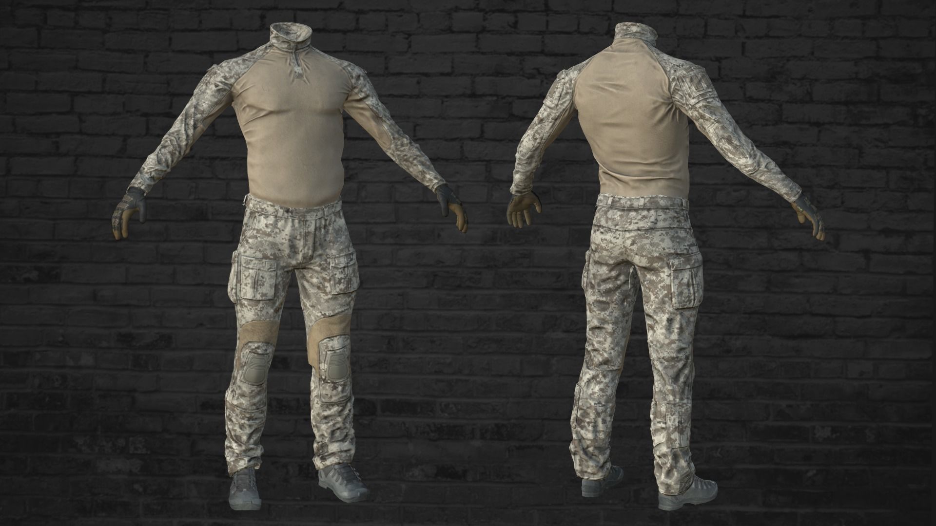 MILITARY Game Ready Crye G3 Uniform Clone Low-poly 3D model_5