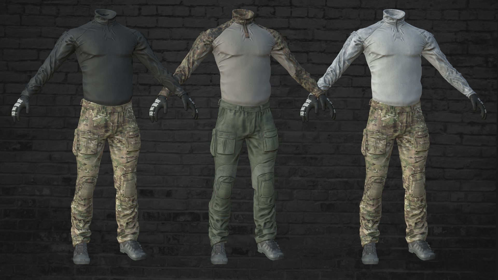 MILITARY Game Ready Crye G3 Uniform Clone Low-poly 3D model_3