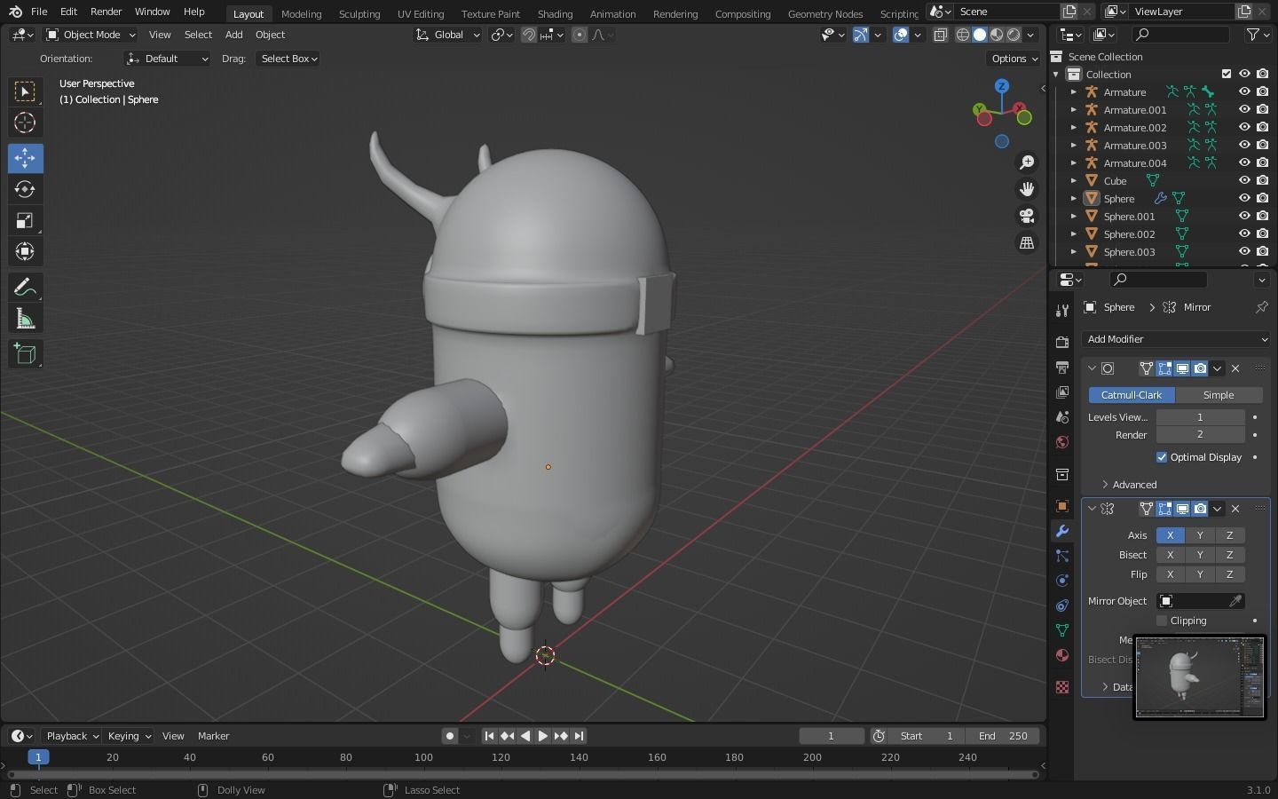 3D minion animated character in program Low-poly 3D model_2