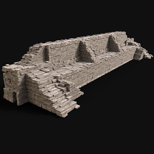 STONE WALLS ORIENTAL JAPAN CHINESE ARAB TEMPLE RUINS Low-poly 3D model