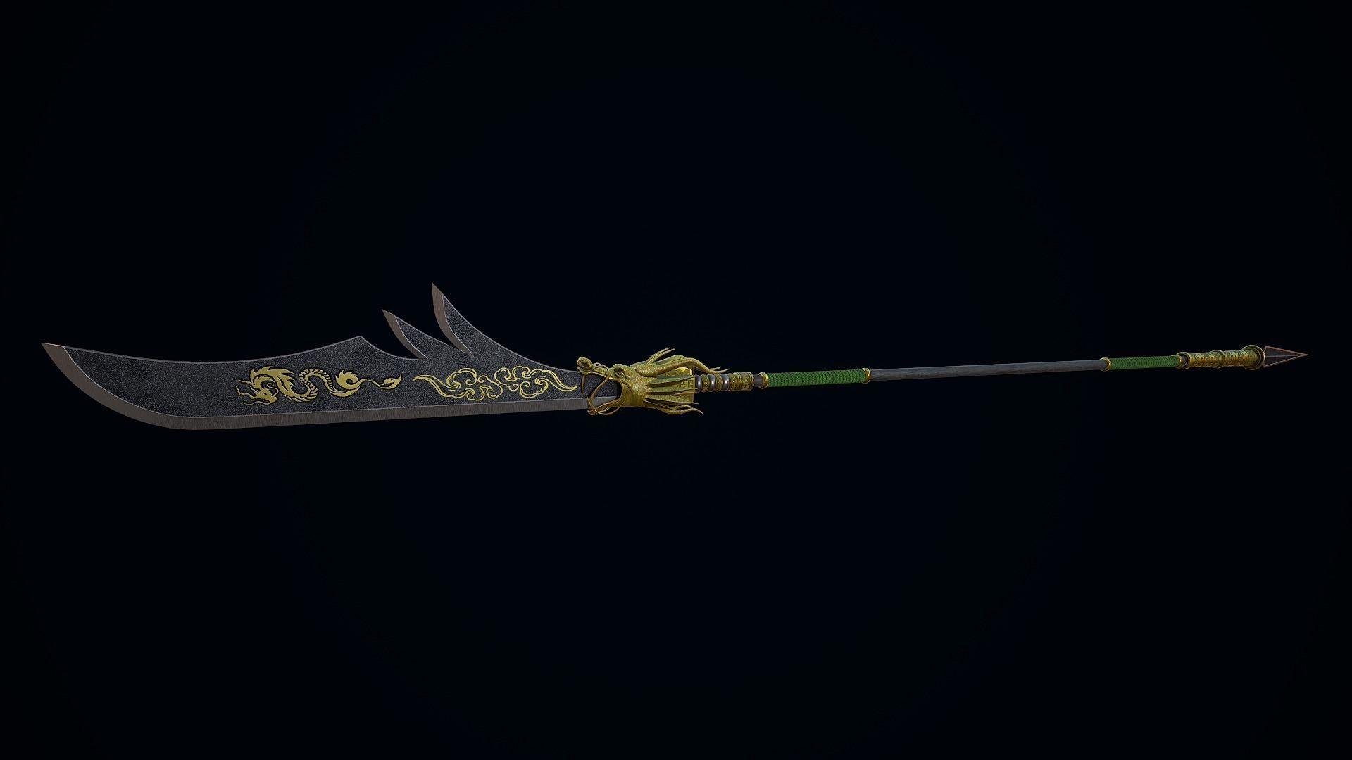 Great Guandao Low-poly 3D model_4