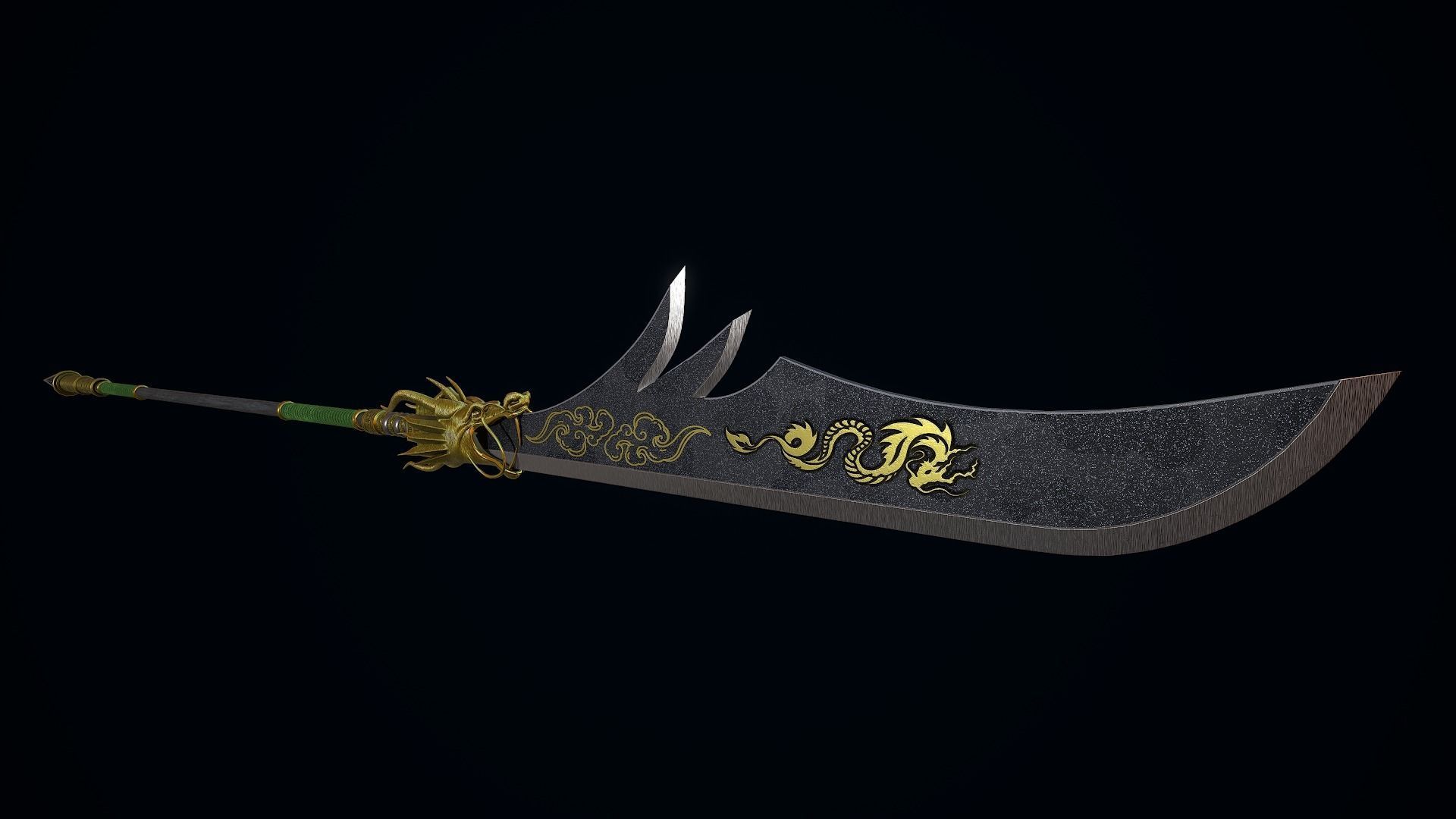 Great Guandao Low-poly 3D model_7